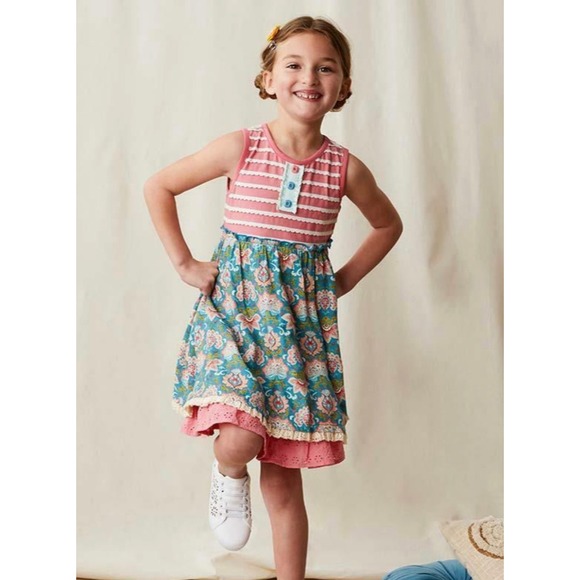 Matilda Jane Enchanted Garden Dress Girls Size 8 Striped Floral Summer - Picture 2 of 7